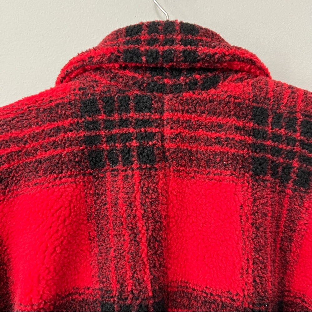 Stoosh Peacoat Jacket Double Breasted in Red and Black Plaid Size L - Picture 7 of 11
